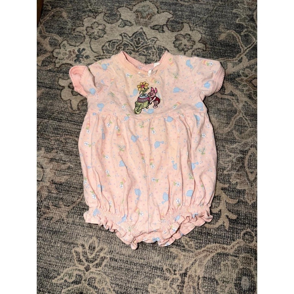 Vintage Baby Piglet Pooh Pink Bloomer Outfit Onesie Disney Store Exclusive